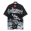 Godspeed Futuristic Sky Women Sci‑Fi Vintage Wash Short‑Sleeve Tee (Washed Black)