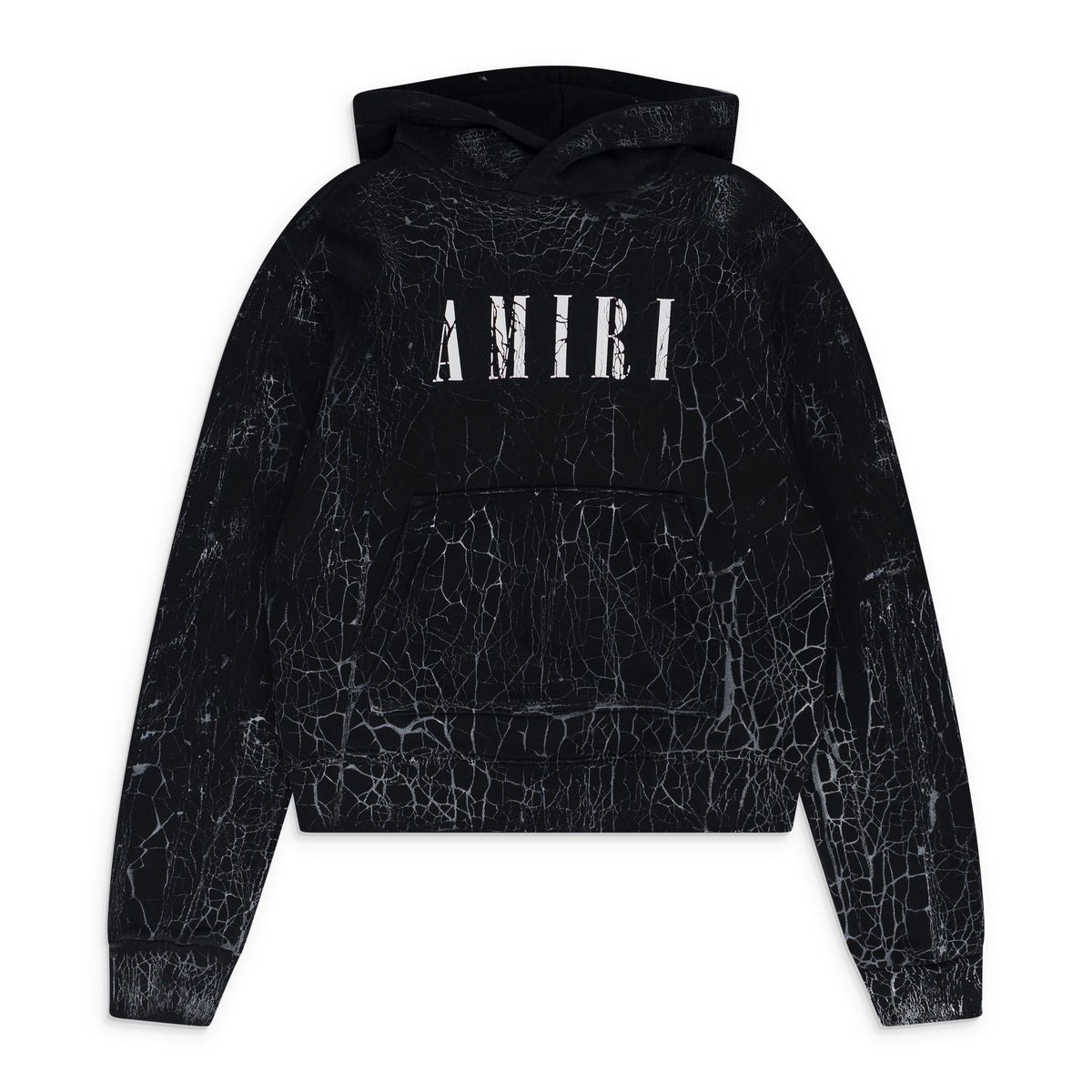 Black Cracked Dye Core Logo Hoodie